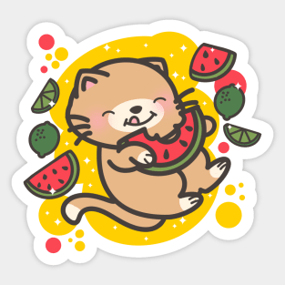 Cute Kawaii Watermelon Cat Sticker